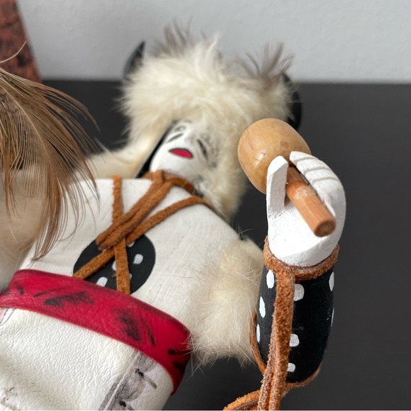11” White Buffalo Kachina Spirit Doll Native Warrior Dancer Signed ESTATE - Picture 12 of 15